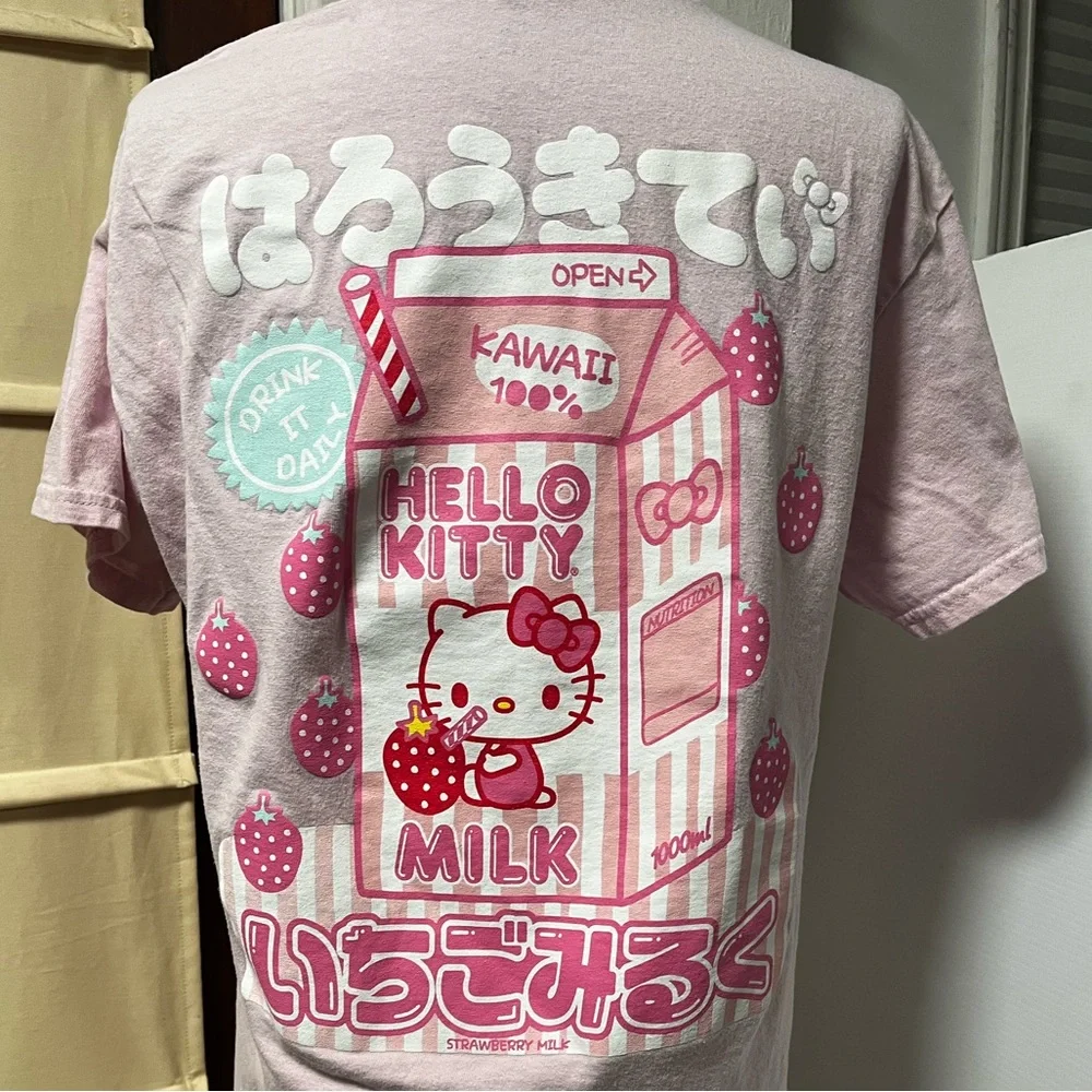 Hello Kitty Strawberry milk T-Shirt retro 90’s Y2K kawaii - Picture 3 of 15
